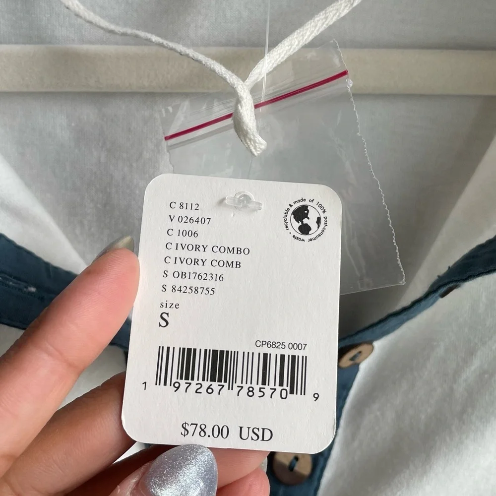 Free People White and Teal Long Sleeve Top - Picture 7 of 10